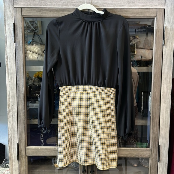 MISS SELFRIDGE LONG SLEEVE CHIFFON TOP WITH PLAID BOTTOM SIZE 2 - Picture 2 of 6